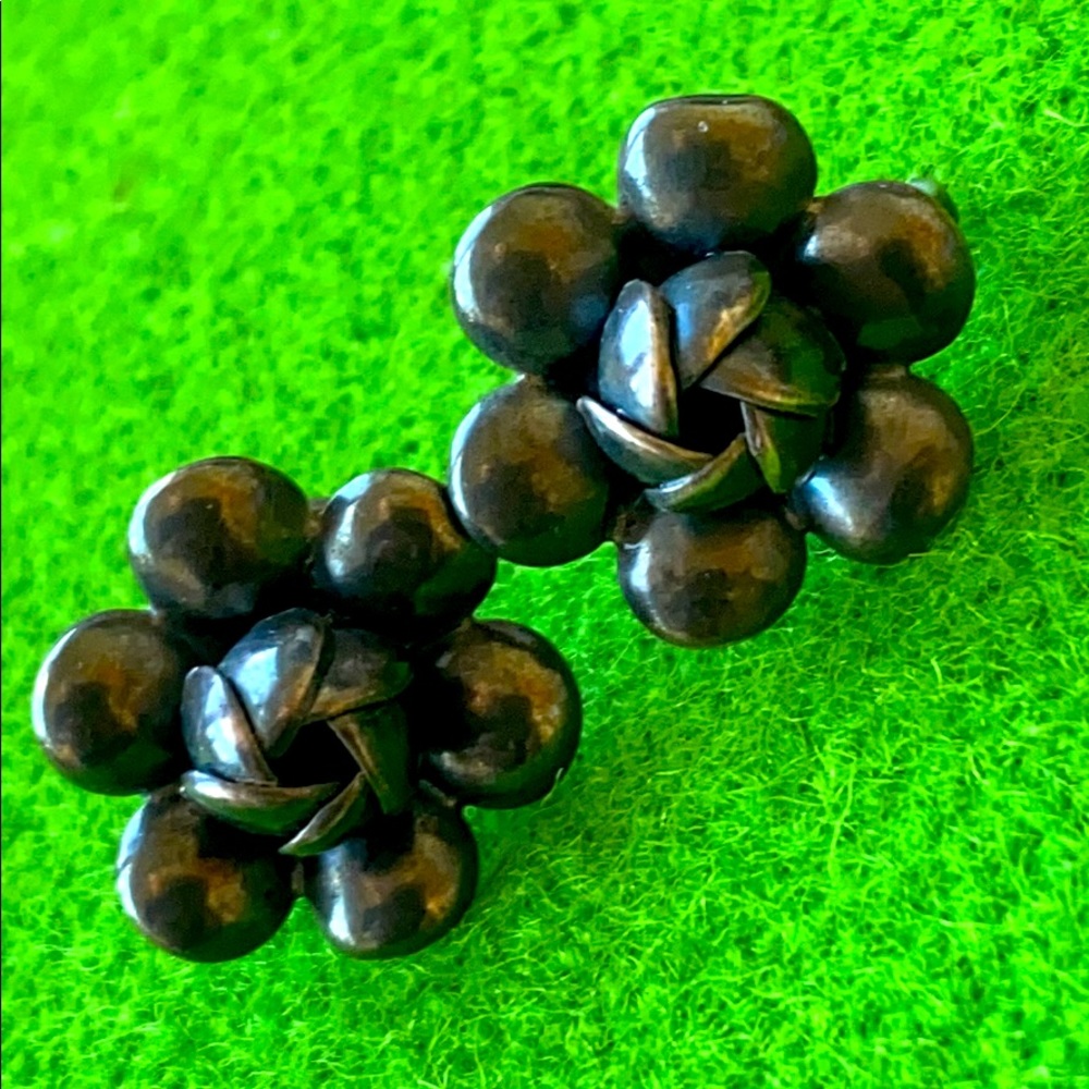 sterling silver rose flower screw back earrings +2